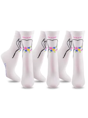 TeeHee Socks Women's Wedding Cotton Crew 3-Pack (10947)