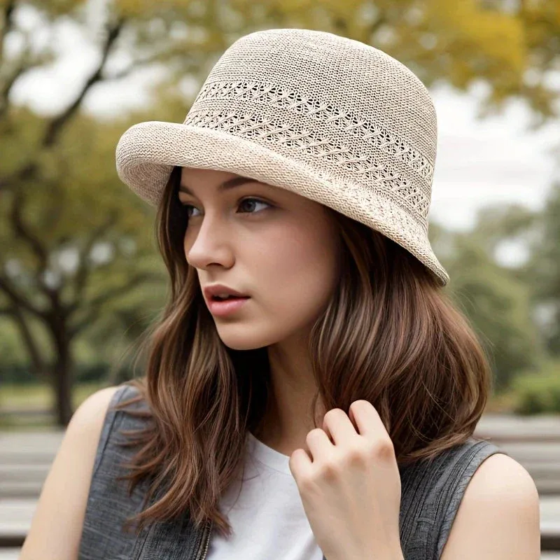 Thin Classic Versatile Breathable Casual Solid Color Checkered Sun Hat