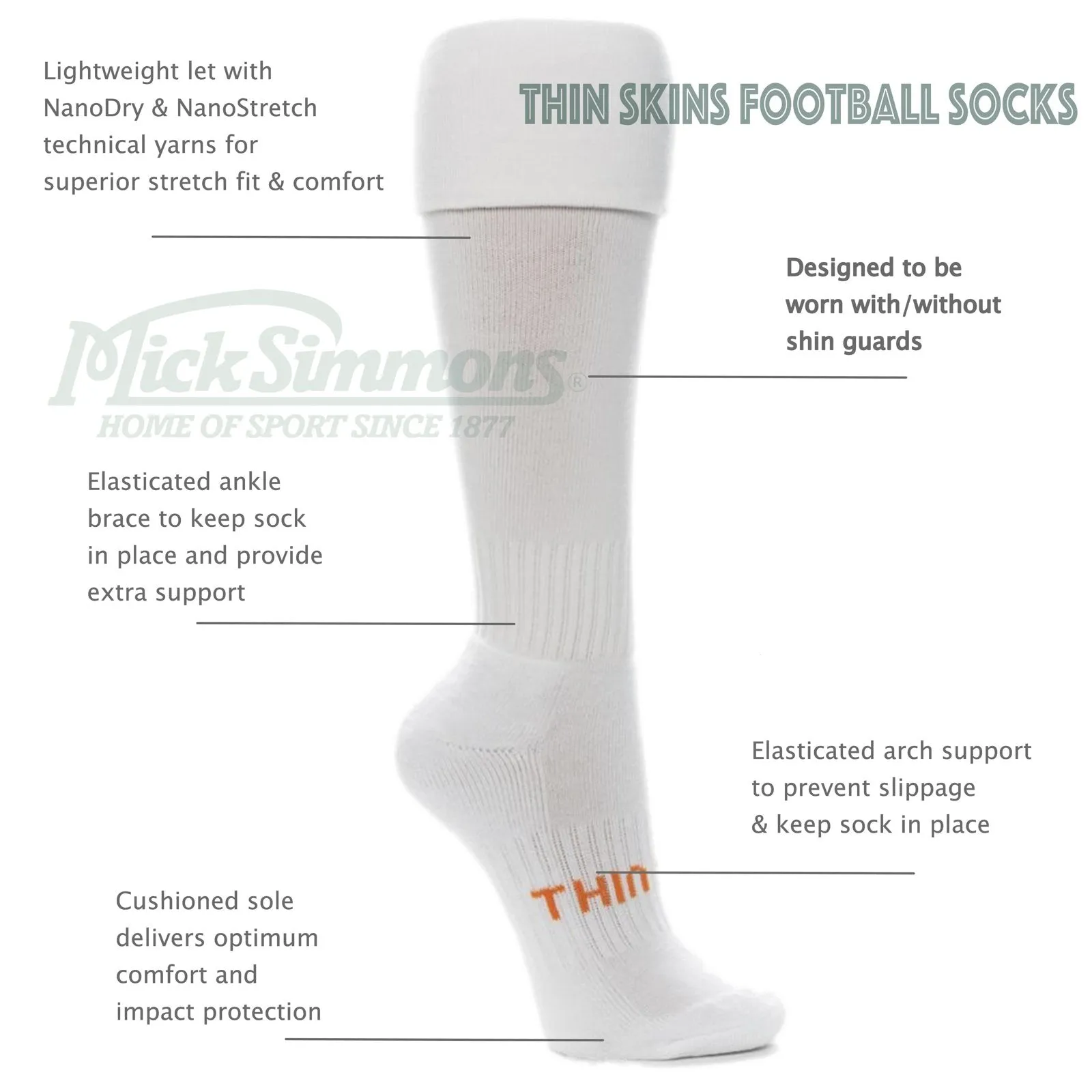 Thin Skins Football Socks - Black Thinskins