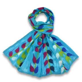 Turquoise Hand Felted Leaf Design Scarf