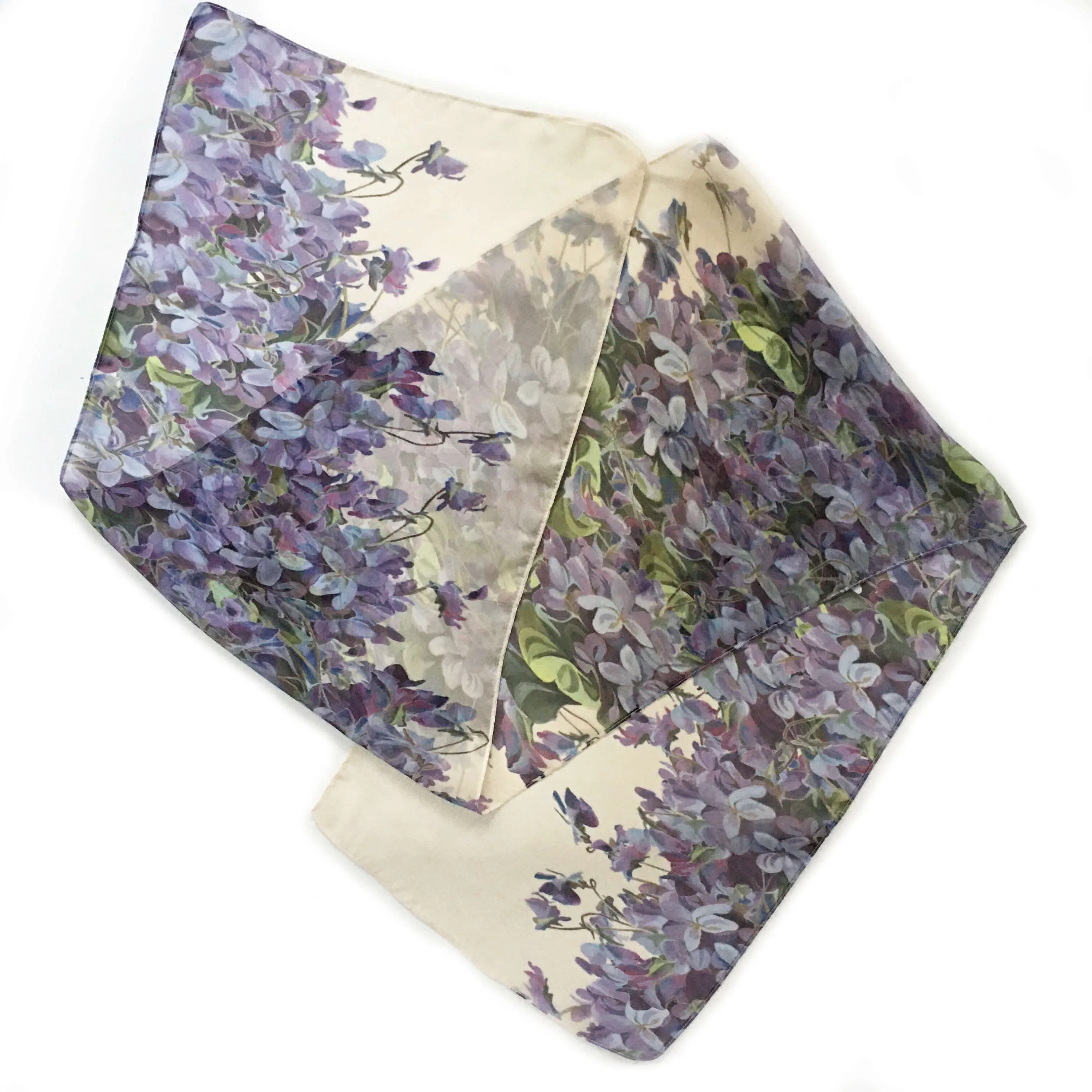 Violets Scarf, Chiffon Scarf, Woman Scarf, All season scarf, Lightweight Scarf,ladies scarf, artist scarf,handpainted scarf, designer scarf