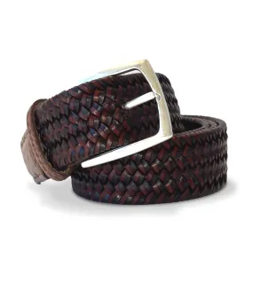 W. KLEINBERG Woven Leather Stretch Belt with Crocodile Tabs  Colors