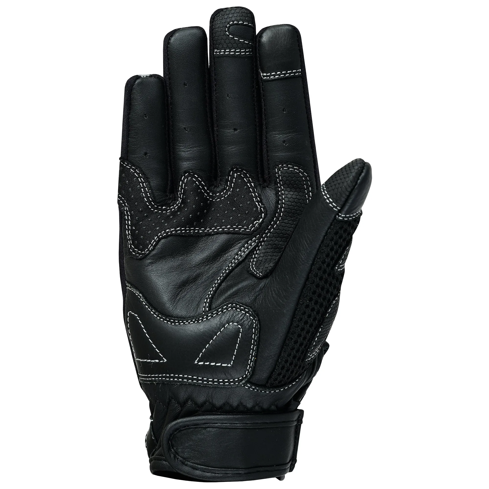 Warrior Gears Mens Motorcycle Summer Air Mesh Protection Genuine Cowhide Leather Gloves-Black